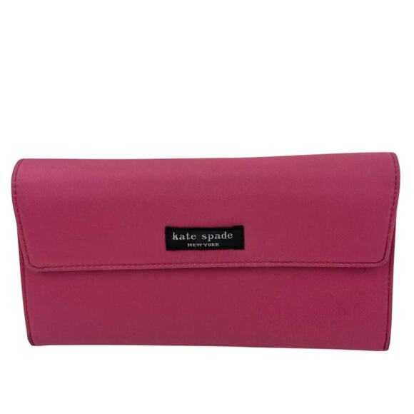kate spade Handbags - VTG Kate Spade Bubblegum Pink Foldover Clutch Wallet Barbiecore Card Money Y2K